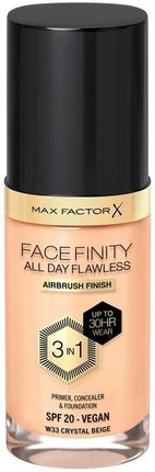 Max Factor Facefinity All Day Flawless Spf20 Płynny Podkład Z Filtrem Uv 30ml Odcień W33 Crystal Beige