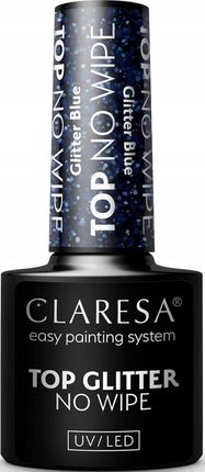 Claresa Top No Wipe Glitter Blue Galaktyczny Blaskkolorowy Lakier Hybrydowy 5G