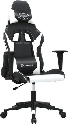 VidaXL Masujący fotel gamingowy, czarno-biały, sztuczna skóra 345450