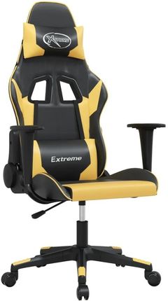 VidaXL Masujący fotel gamingowy, czarno-złoty, sztuczna skóra 345447