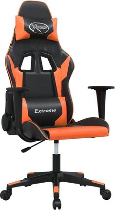 VidaXL Masujący fotel gamingowy, czarno-pomarańczowy, sztuczna skóra 345451