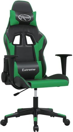VidaXL Masujący fotel gamingowy, czarno-zielony, sztuczna skóra 345448