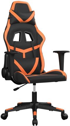 VidaXL Masujący fotel gamingowy, czarno-pomarańczowy, sztuczna skóra 345429