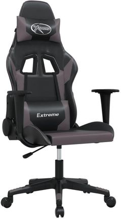 VidaXL Masujący fotel gamingowy, czarno-szary, sztuczna skóra 345449