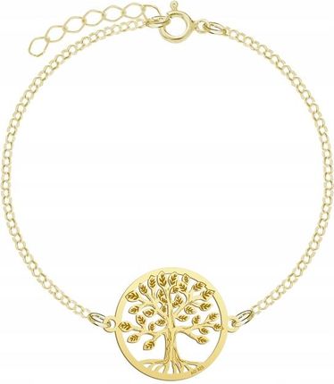 Bransoletka Złota Drzewko Szczęścia Prezent na Dzień Kobiet 925 Biżuteria Damska ŻYCZENIA GRATIS