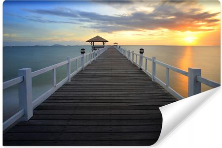 Wallepic Fototapeta Do Sypialni Pomost Molo Morze Zachód Słońca Krajobraz 3D 400x280