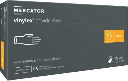 Mercator Medical Vinylex Powder Free - Rękawice Winylowe (Bezpudrowe) Białe, 100 Sztuk, Xl