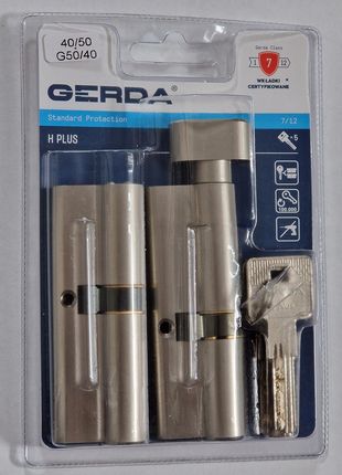 Gerda Wkładka 40x50 G50x40 Komplet System 1 Klucza 90mm H Plus + 5 Kluczy