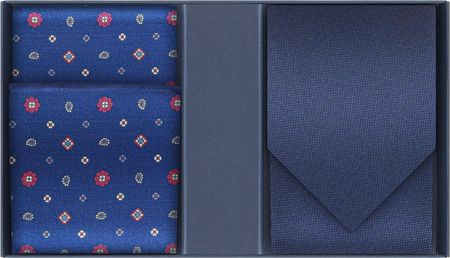 Zestaw prezentowy dla mężczyzny w kolorze granatowym: krawat i jedwabna poszetka EM 2