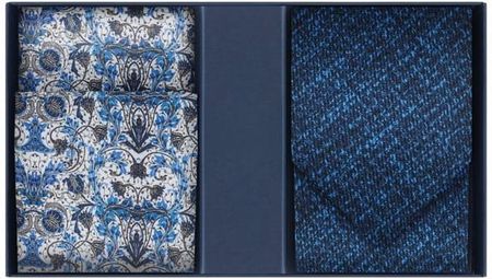 Zestaw prezentowy dla mężczyzny w kolorze granatowym: krawat z wiskozy i poszetka bawełniana EM 9