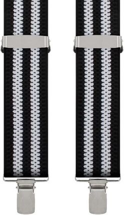 Szelki do spodni w kolorze czarno-białym w paski EM 1
