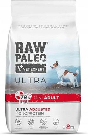 RAW PALEO ULTRA BEEF ADULT MINI 2kg - sucha karma z wołowiną dla psów dorosłych ras małych