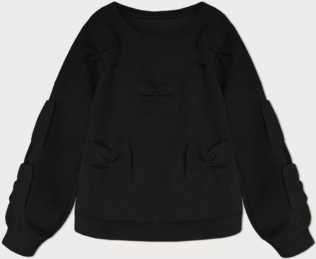 Ciepła bluza damska z kokardkami czarna (23999)