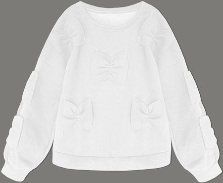 Ciepła bluza damska z kokardkami biała (23999)