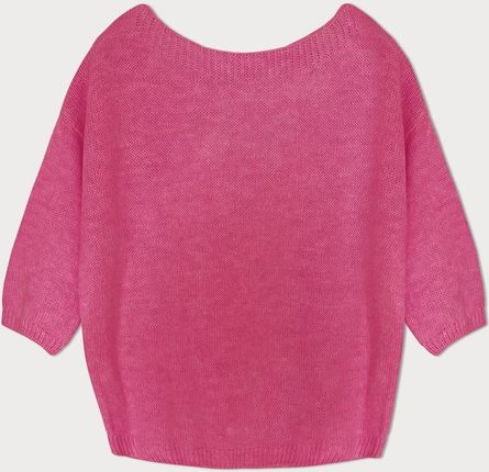 Luźny sweter z kokardą na plecach neonowy róż (759ART)