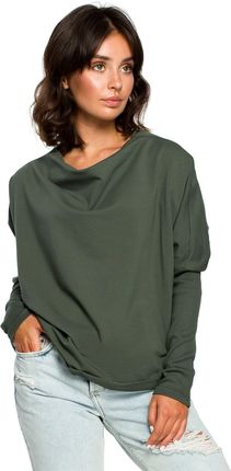 B094 Bluza z dekoltem z tyłu - khaki (kolor khaki, rozmiar L/XL)