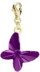 Pozłacany Charms Motyl Kryształ 925 Prezent Urodziny Biżuteria DEDYKACJA GRATIS
