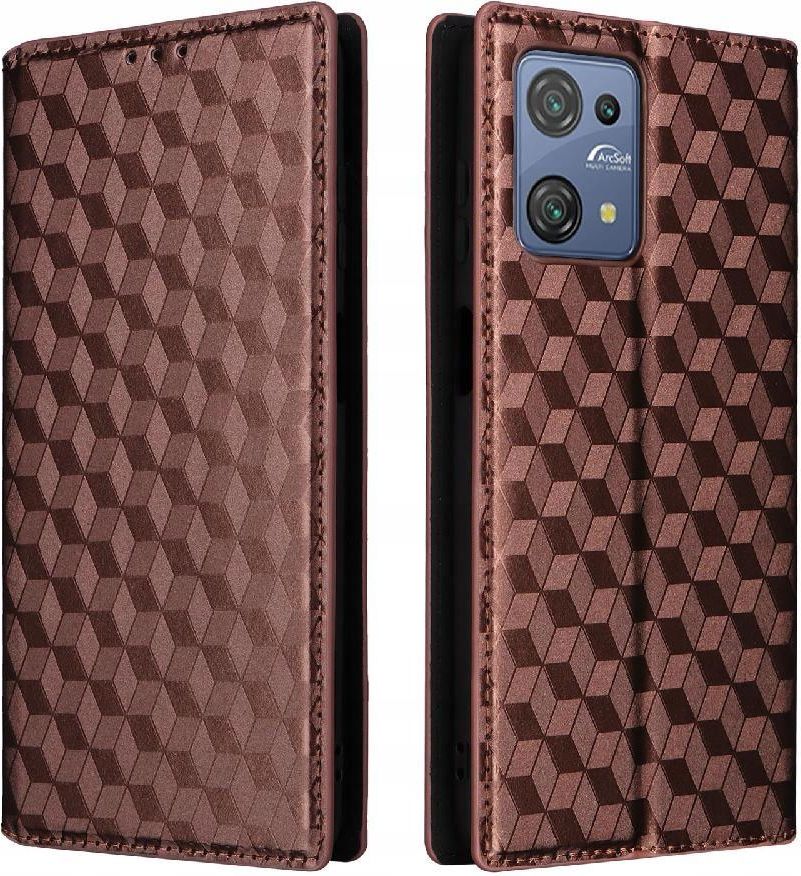 Cover Blackview Oscal C30 / C30 Pro - Custodia Portafoglio Magnetica Antiurto In TPU E Pelle PU, Marrone, Con Slot Carte - 3