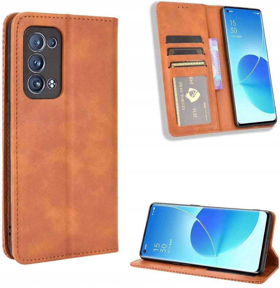 YZKJSZ Custodia per Oppo Reno 6 PRO+ 5G Protettiva Guscio Interno Silicone TPU Case Flip Stand in PU Pelle Portafoglio Cover per Oppo Reno 6 PRO+ 5G (6.55) - Rosa Rossa