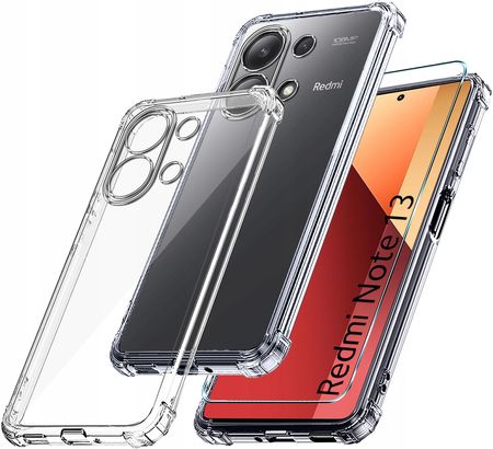 Krainagsm Etui Do Xiaomi Redmi Note 13 13 4G Anti-Shock Clear Case Szkło 9H