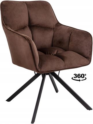 Fotel tapicerowany OBROTOWY nowoczesny krzesło VIRGINIA miękki wygodny brąz