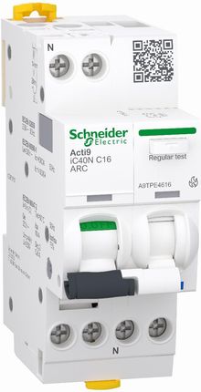 Schneider Detektor Iskrzenia Acti9 Ic40N-Arc-C16-1N 1N-Biegunowy Charakterystyka C 1 6 A Z Wyłącznikiem Nadprądowym A9Tpe4616