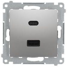 Zdjęcie Kontakt Simon Simon 54 Ładowarka Usb C+A 30W 230V Wmdzec2Caq043 Srebrny Mat Dec2Caq0143 - Będzin
