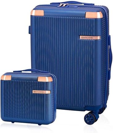 Zestaw walizka i mały kuferek BETLEWSKI Granatowy ZEST BWA-029 GRAN S
