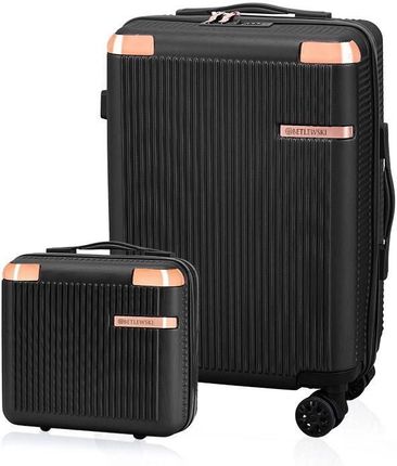 Zestaw mała walizka i mały kuferek BETLEWSKI Czarny ZEST BWA-029 CZARN S