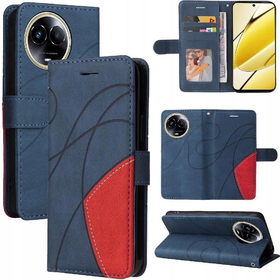 Custodia Portafoglio In Pelle Per Realme 11 Pro / 11 Pro+ - Con Slot Carte E Supporto - Chiusura Magnetica - Blu - 2