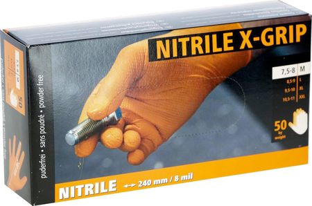 Rvs.Pl Rękawice Nitrylowe Nitrile X-Grip 240mm Roz. M Pomarańczowy 50 Szt. Kerbl