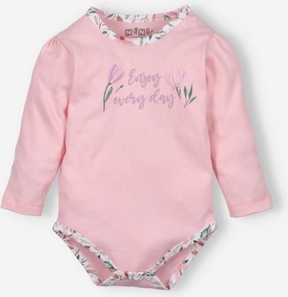 Body niemowlęce PINK FLOWERS z bawełny organicznej dla dziewczynki