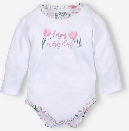 Body niemowlęce PINK FLOWERS z bawełny organicznej dla dziewczynki