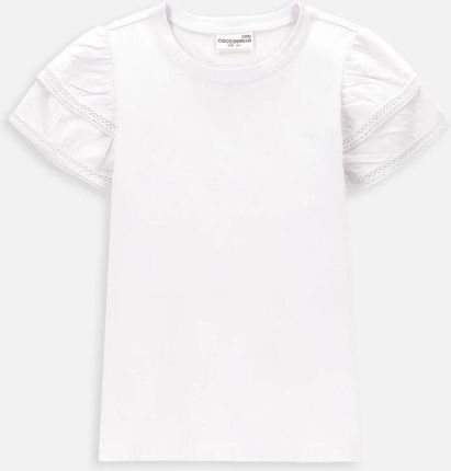 T-shirt z krótkim rękawem biały z ozdobnymi rękawami