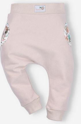 Spodnie dresowe PINK FLOWERS z bawełny organicznej dla dziewczynki