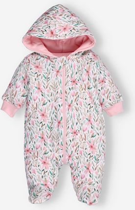 Kombinezon niemowlęcy PINK FLOWERS z bawełny organicznej dla dziewczynki