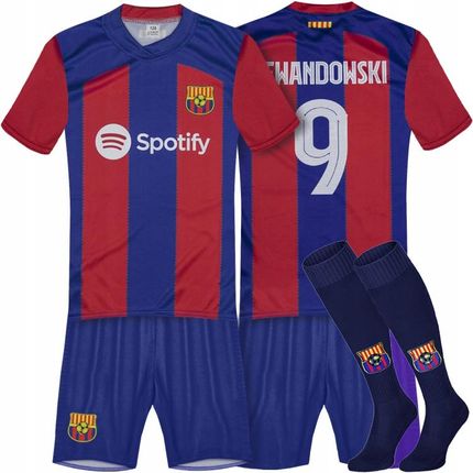 Strój Piłkarski Lewandowski 9 Barcelona Koszulka Spodenki Getry 146