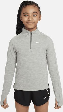 Koszulka do golfa z długim rękawem i zamkiem 1/2 dla dużych dzieci (dziewcząt) Nike Dri-FIT - Szary
