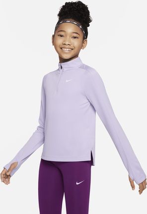 Koszulka do golfa z długim rękawem i zamkiem 1/2 dla dużych dzieci (dziewcząt) Nike Dri-FIT - Fiolet