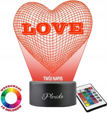 Na Walentynki Lampka Nocna Serce Dla Męża Żony Twój Napis Led 3D
