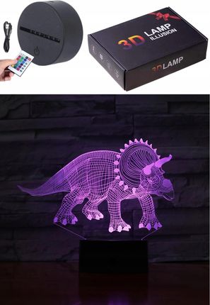 Lampka Nocna Neon Akryl Dekoracja 3D Hologram Led Rgb Dinozaur + Pilot
