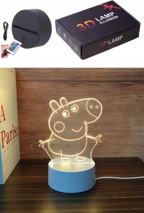 Lampka Nocna Neon Akryl Dekoracja 3D Led Hologram Rgb Świnka Peppa + Pilot