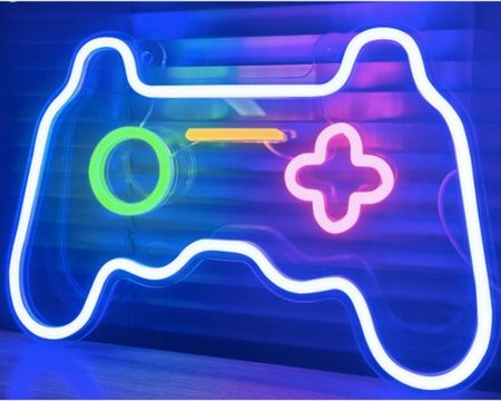 Kontroler Gier Neon Led Gamepad, Dekoracje Do Pokoju Młodzieżowego