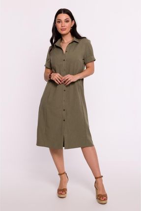 B282 Sukienka koszulowa - oliwkowa (kolor oliwka, rozmiar L)