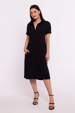 B282 Sukienka koszulowa - czarna (kolor czarny, rozmiar XXL)