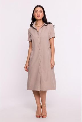 B282 Sukienka koszulowa - beżowa (kolor beż, rozmiar XXL)