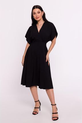 B278 Sukienka rozkloszowana - czarna (kolor czarny, rozmiar XXL)
