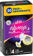 Zdjęcie Always Platinum Secure Night Zestaw Podpaski Ze Skrzydełkami Na Noc 20szt. - Miastko
