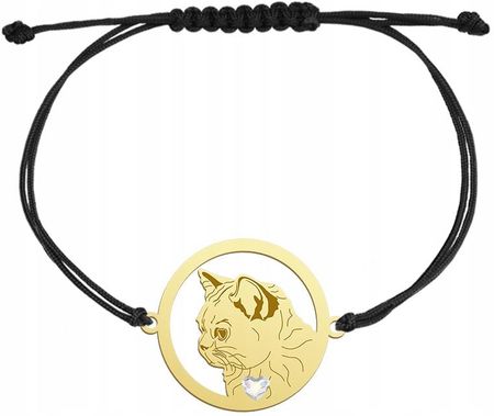 Mejk Jewellery Bransoletka Złota Kot Brytyjski Krótkowłosy 925 Sznurek
