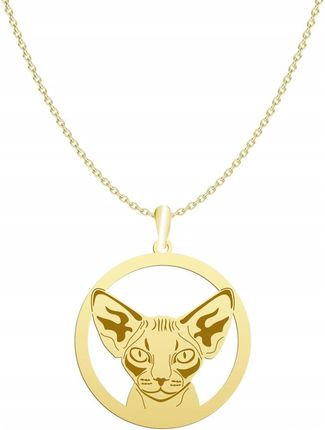Mejk Jewellery Naszyjnik Złoty Kot Devon Rex 925 Łańcuszek